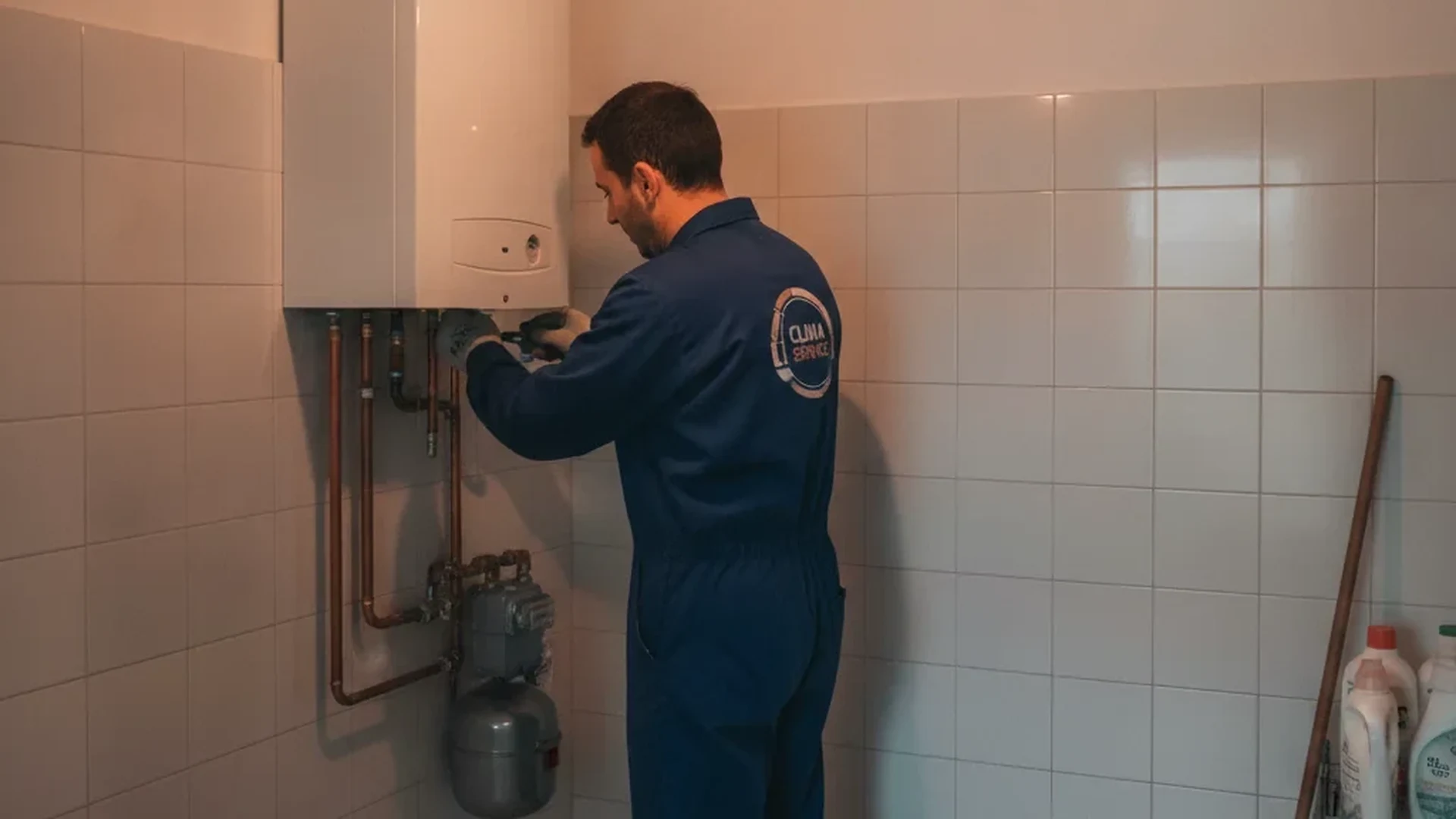 Tecnico ripara una caldaia a Cremona